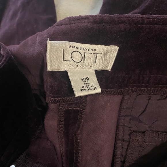 Dark purple velvet pants from Loft. - Picture 4 of 5